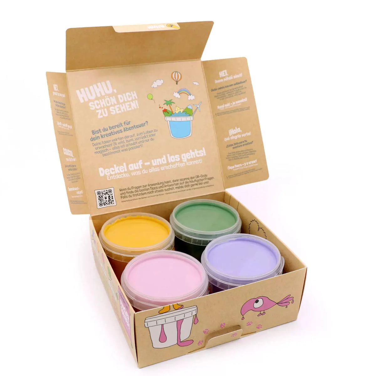 NEOGRÜN set Luka: peinture végane bio à doigts, coffret loisirs créatifs, 6 pots pastel