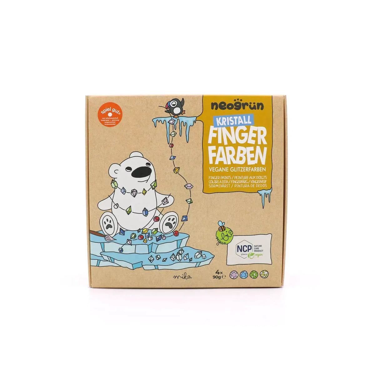 NEOGRÜN Kristall Fingerfarben set Mika – peintures pour doigts véganes et pailletées