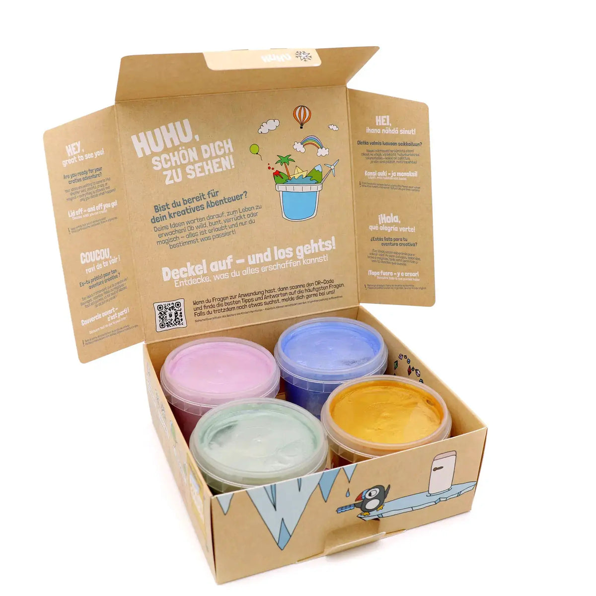 NEOGRÜN vegan bio finger paint set by Citron Grenadine with 6 pastel colors