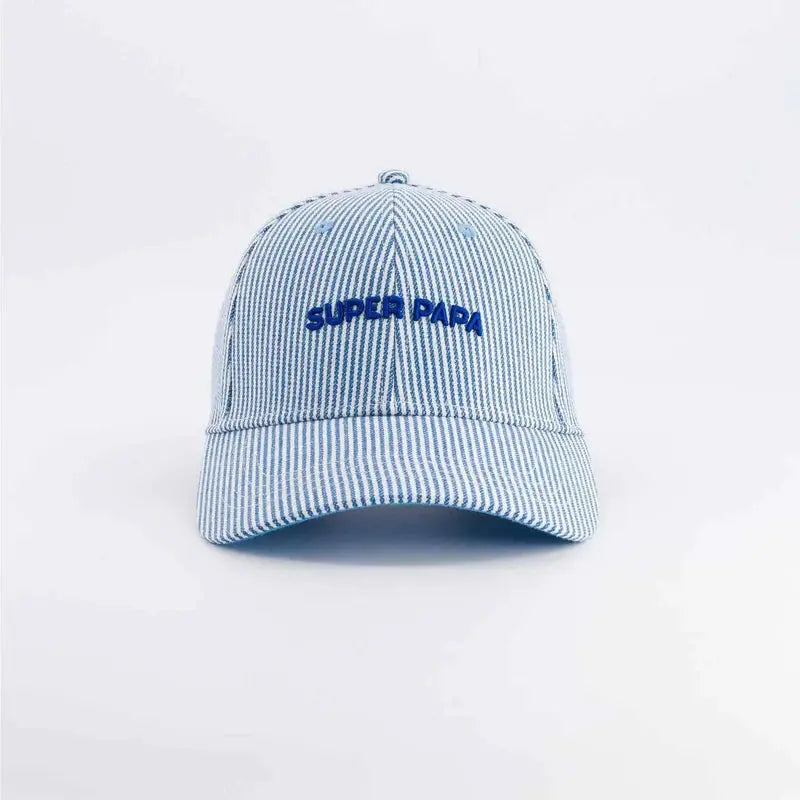 CHAMAYE casquette super papa rayée bleue by Citron Grenadine