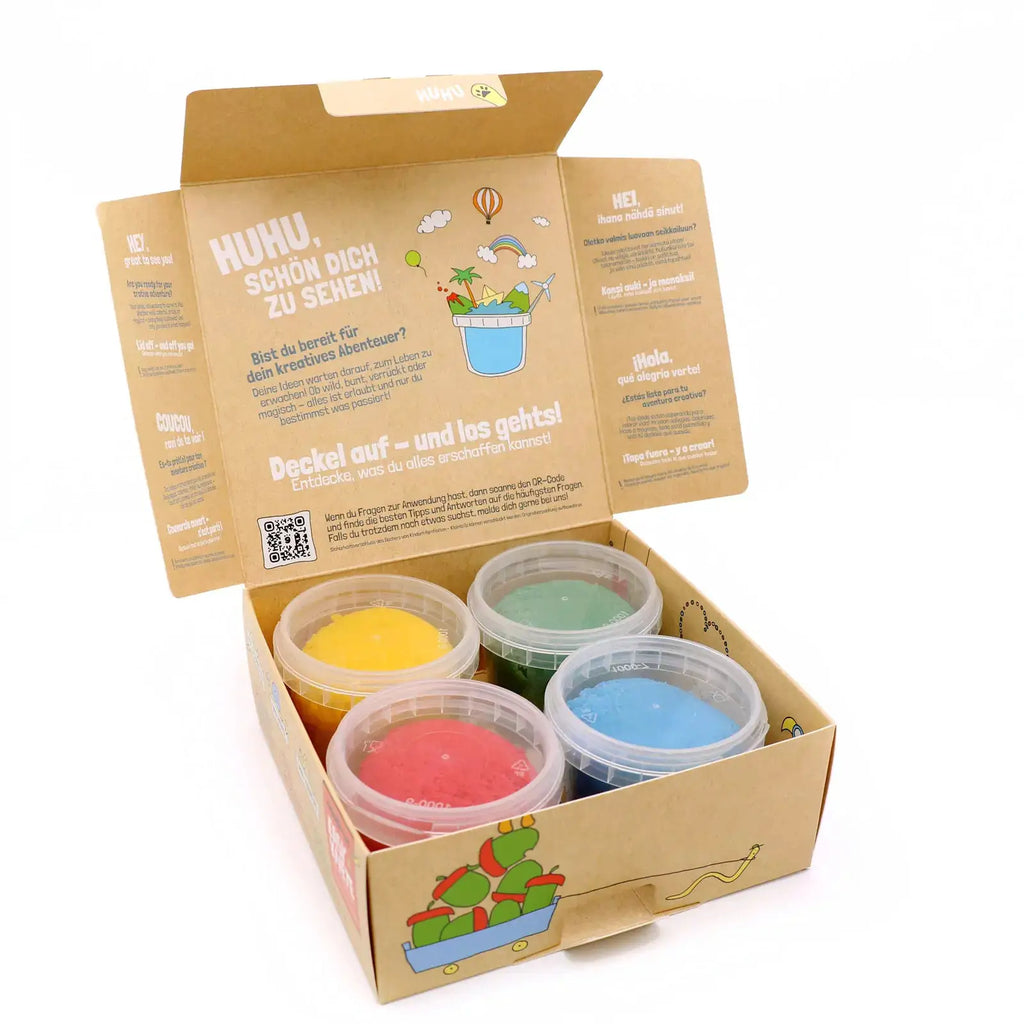 NEOGRÜN pâte à modeler végan bio set Yuki par Citron Grenadine; colorés dans des pots transparents