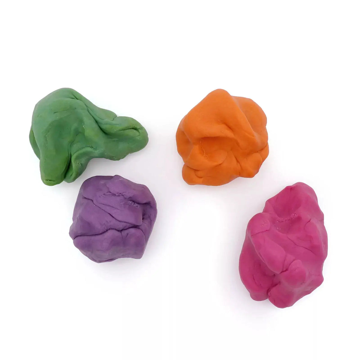 NEOGRÜN pâte à modeler végan bio set Loki by Citron Grenadine; five colors: green, orange, purple, magenta, pink.
