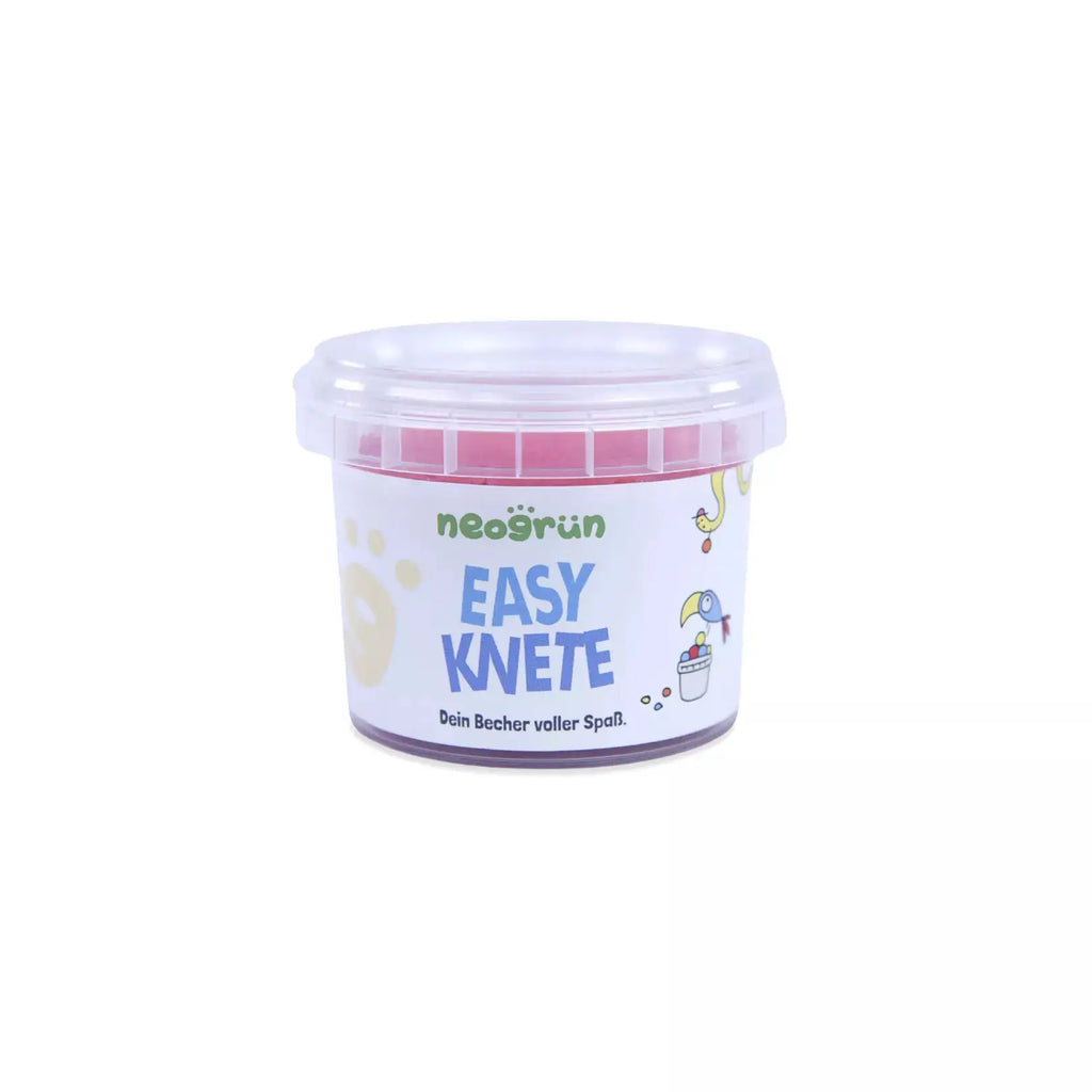 NEOGRÜN pâte à modeler végane bio rouge en pot transparent, label neogrün visible