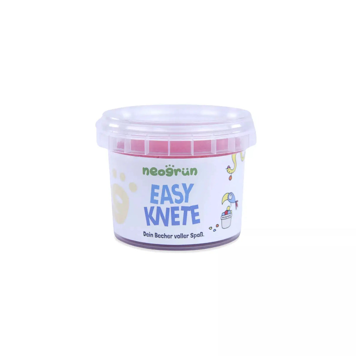 NEOGRÜN pâte à modeler végane bio rouge en pot transparent, label neogrün visible
