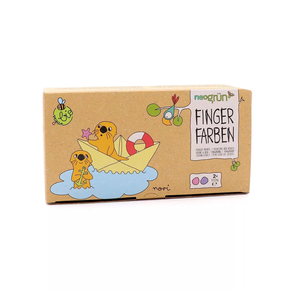 Neogrün fingerfarben vegan bio, set 2x120 g nori rose et violet, Citron Grenadine, peinture pour loisirs créatifs