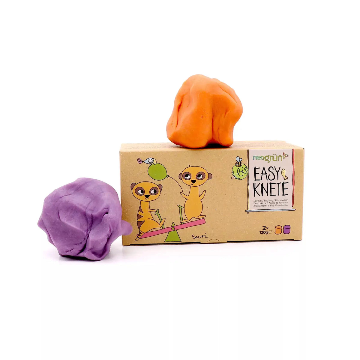 NEOGRÜN pâte à modeler végane bio set Suri orange et violet, Citron Grenadine