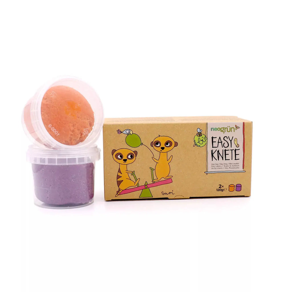 NEOGRÜN pâte à modeler végane bio set Suri orange et violet, 2 pots de 120 g