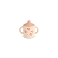 LIEWOOD tasse neil sippy cup with butterfly apple blossom pattern; beige body, pink lid, two handles