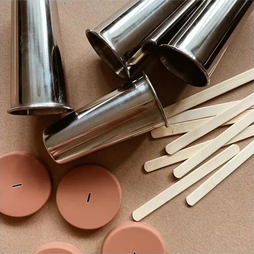 HAPS NORDIC ice lolly makers: stainless steel molds with wooden sticks and terracotta caps