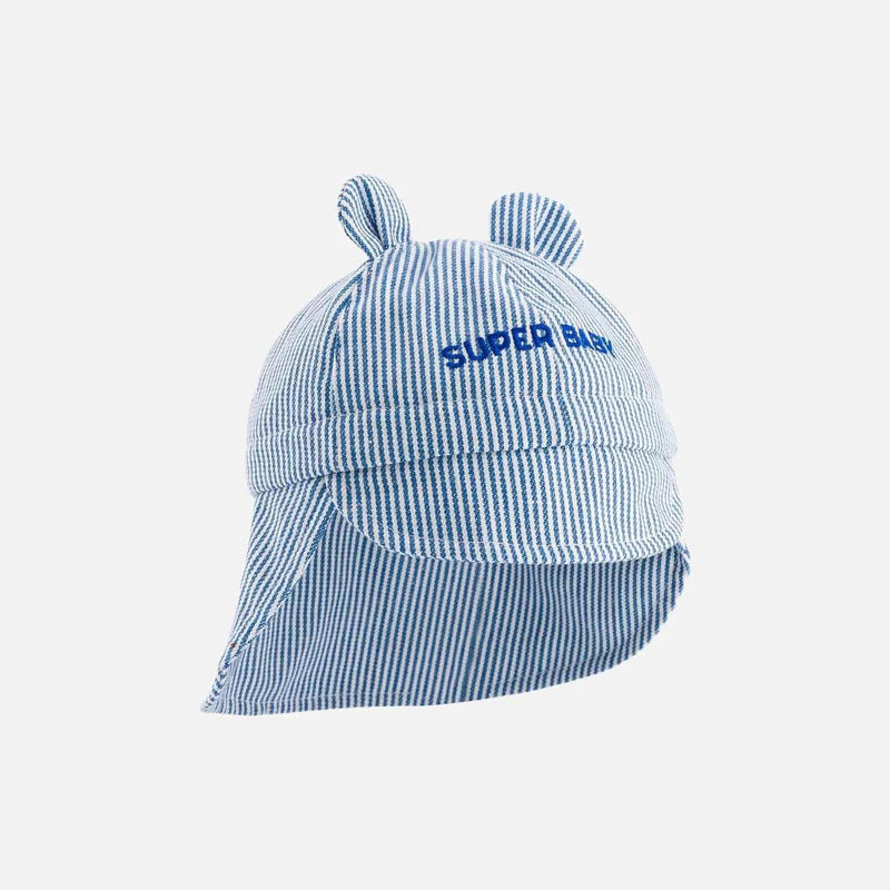 CHAMAYE chapeau super baby rayé bleu by Citron Grenadine