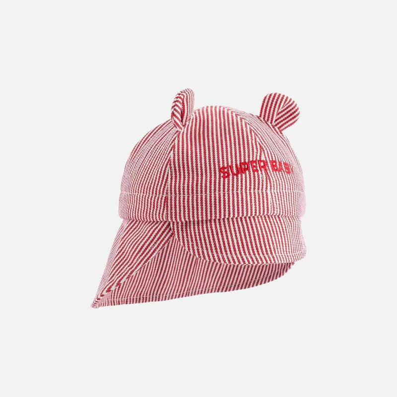 CHAMAYE chapeau super baby rayé rouge by Citron Grenadine