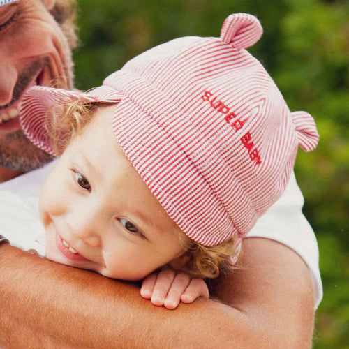 CHAMAYE chapeau super baby rayé rouge by Citron Grenadine