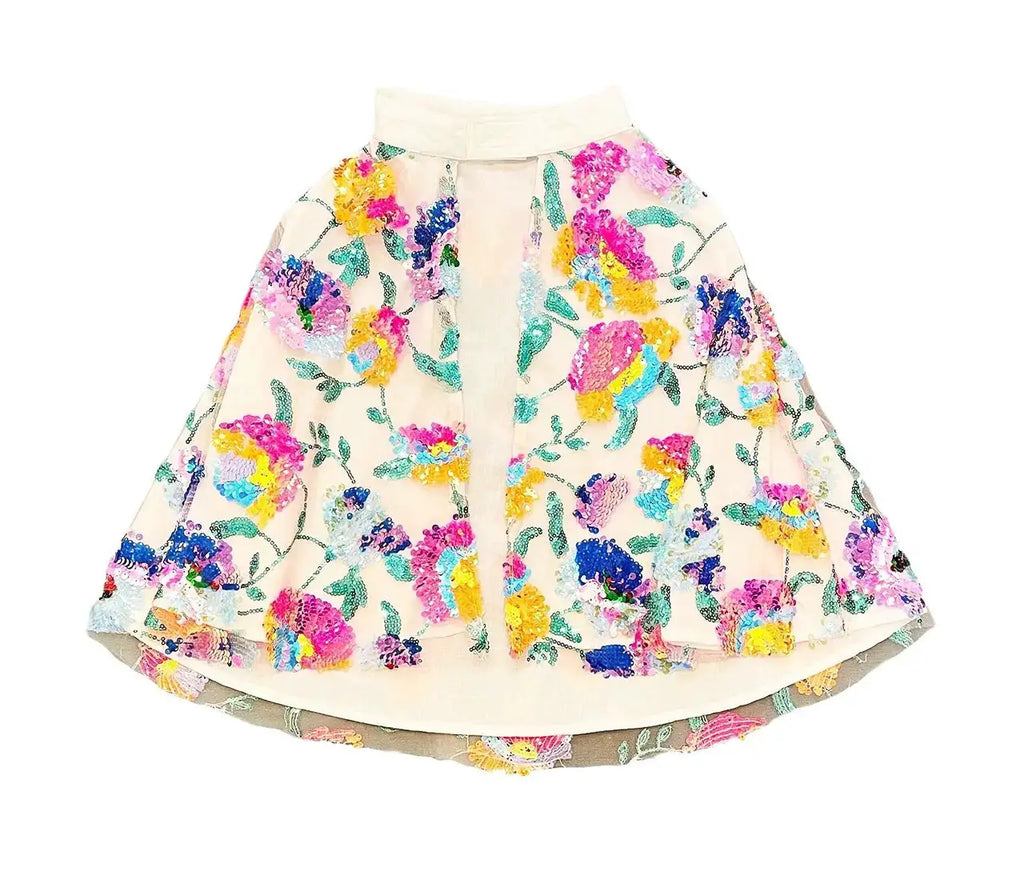 RATATAM cape paradis by Citron Grenadine, cream cape with colorful floral embroidery and sequins