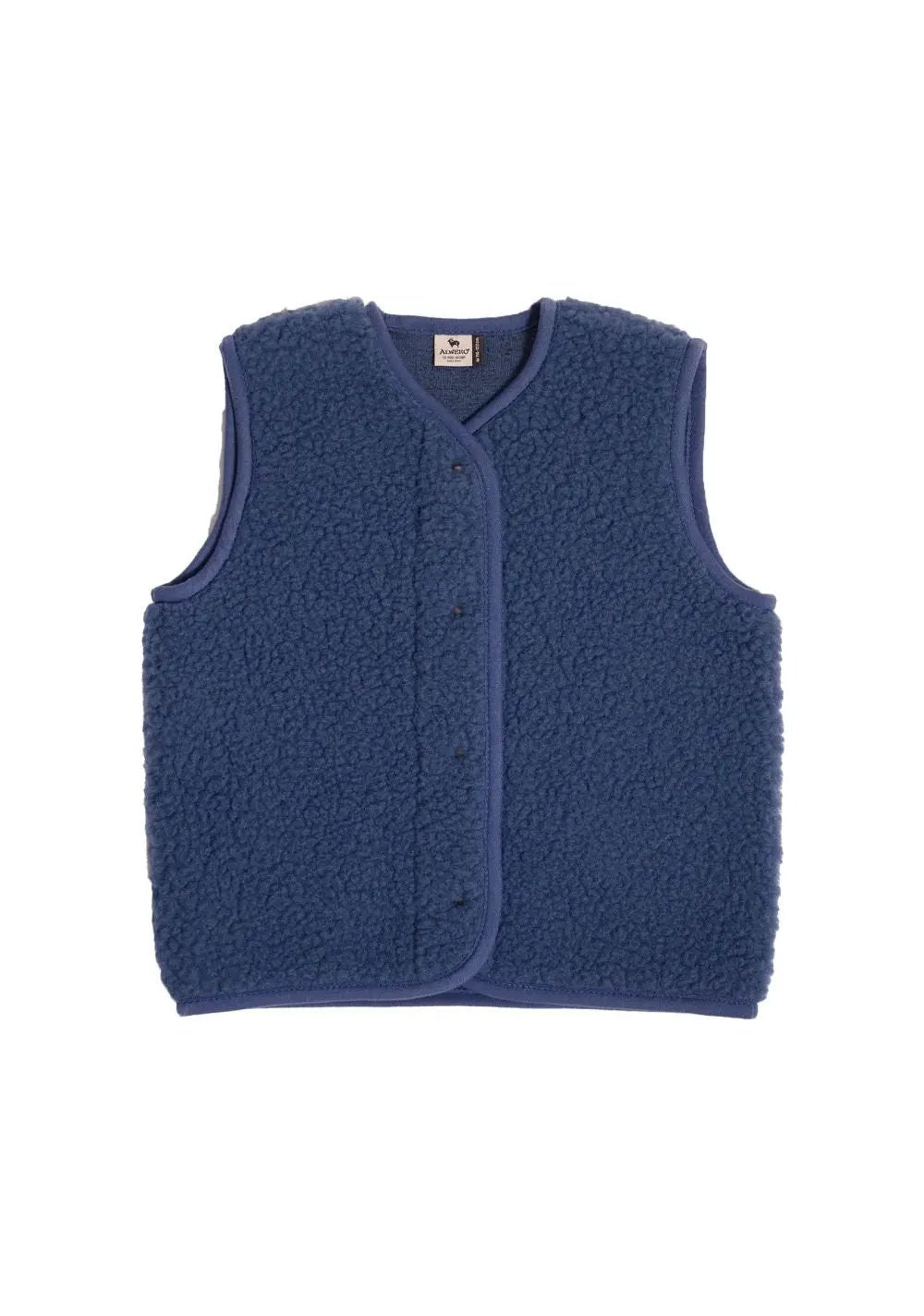 Gilet sans manches ALWERO Tyb bleu en laine, fermeture boutonnée