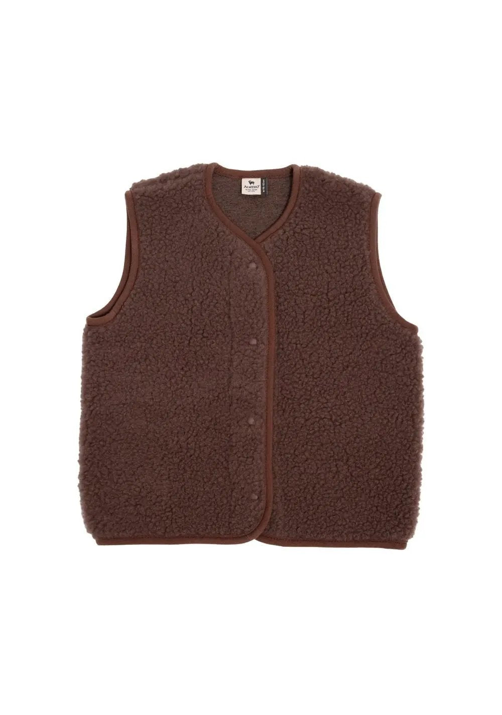 ALWERO gilet sans manches en laine Tyb chocolat, texture teddy sherpa, Citron Grenadine