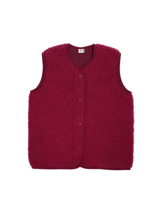 ALWERO gilet Tyb beet wool; burgundy sleeveless vest with front buttons