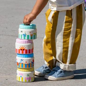 THE COTTON CLOUD boite thermos repas inox 350ml, five pastel-colored stackable lunch thermoses