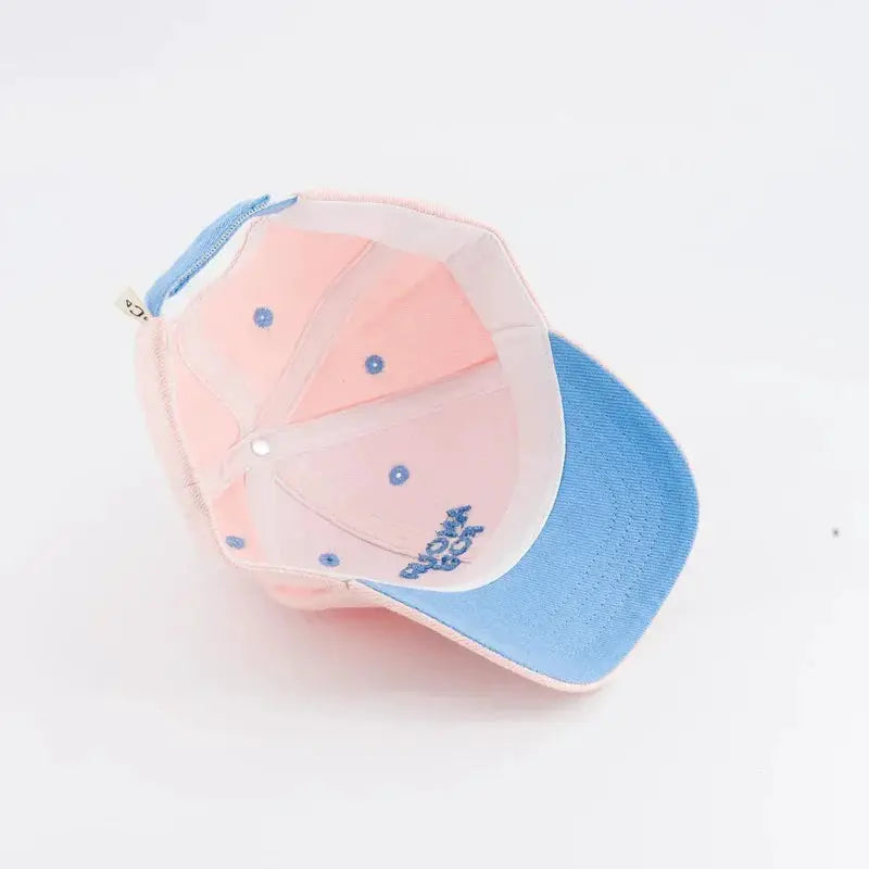 CHAMAYE casquette amour fou, baseball cap rose avec visière bleue