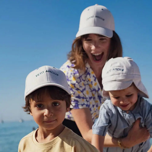 3 CHAMAYE casquettes marinières Petit Amour baseball caps by Citron Grenadine, cream