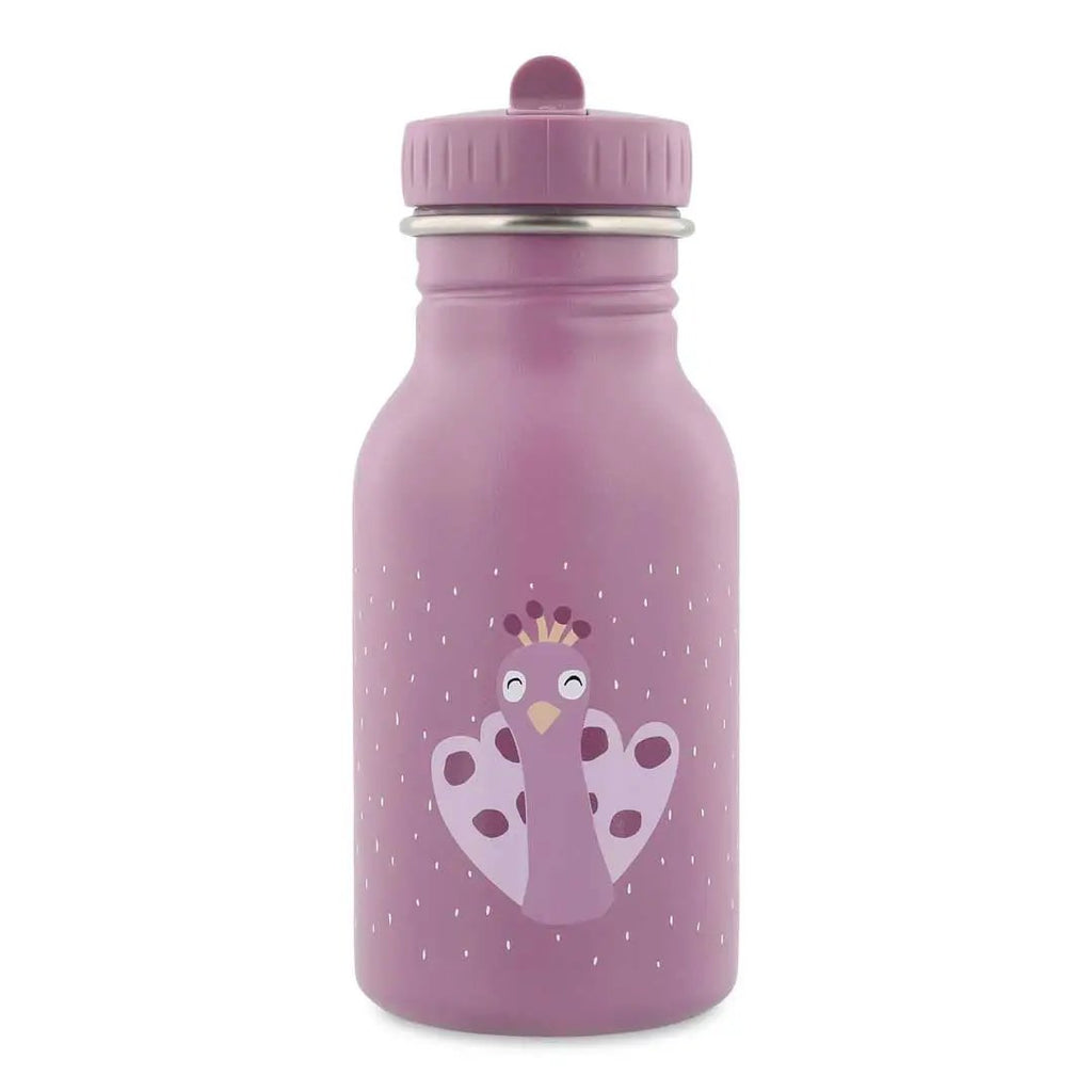 Water bottle TRIXIE gourde 350 ml in pink with Mrs Peacock peacock illustration