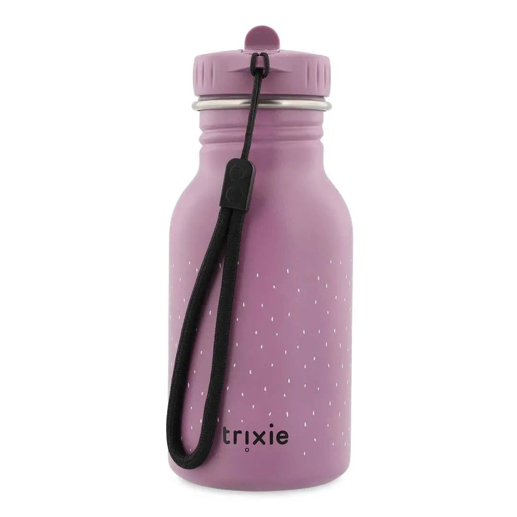 Trixie gourde 350 ml pink water bottle with white speckles and black lanyard