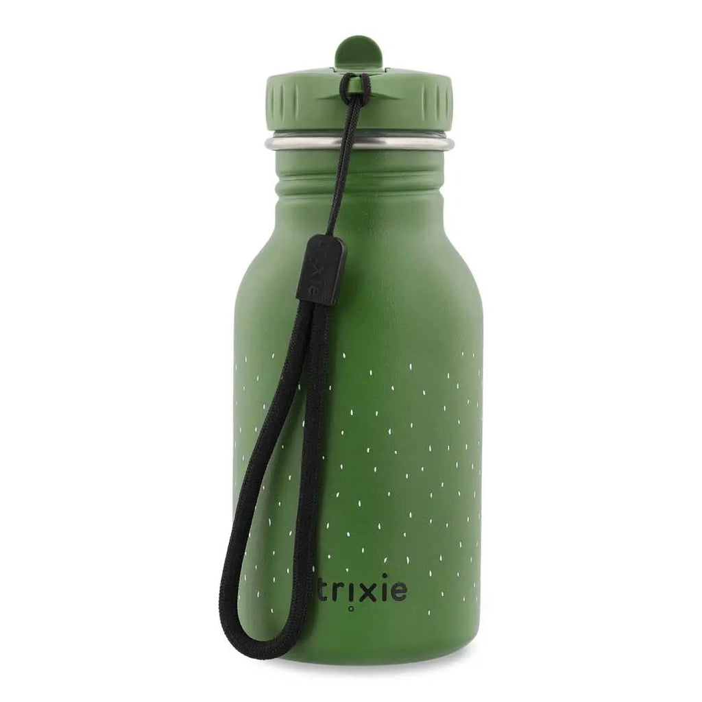 Trixie gourde 350 ml water bottle in green with white speckles and black strap