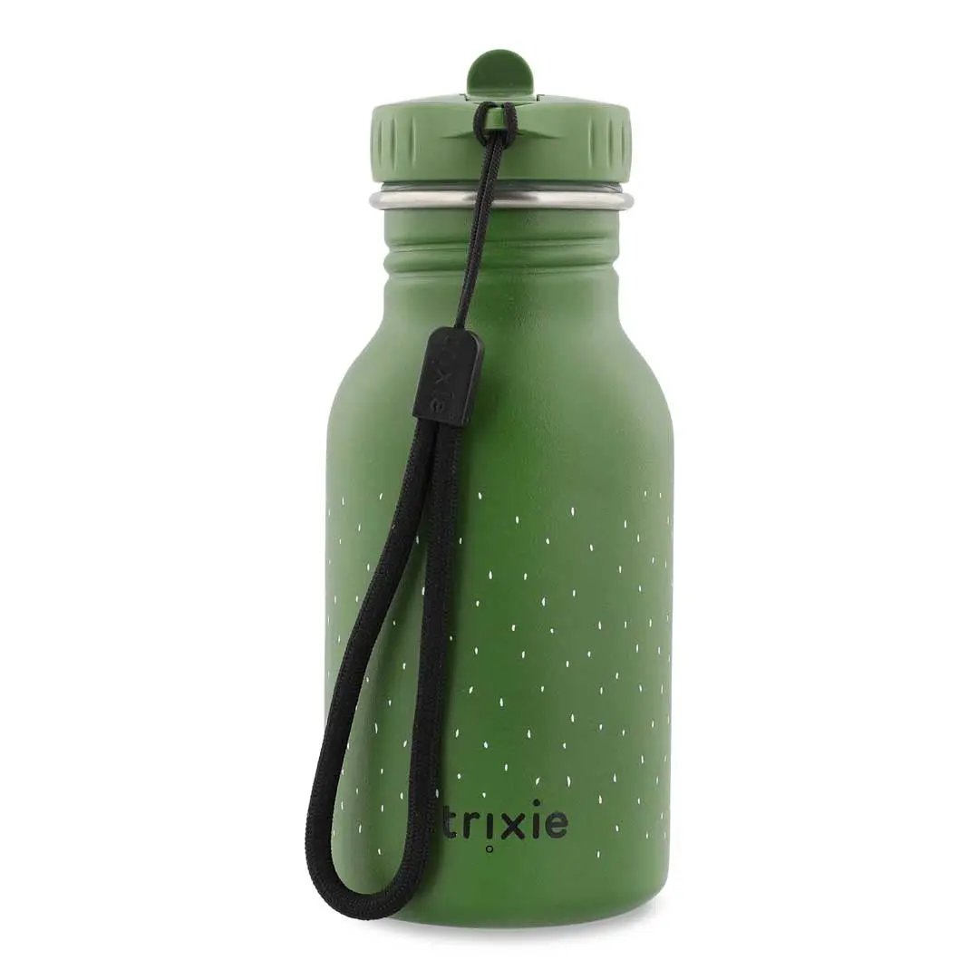 Trixie gourde 350 ml water bottle in green with white speckles and black strap