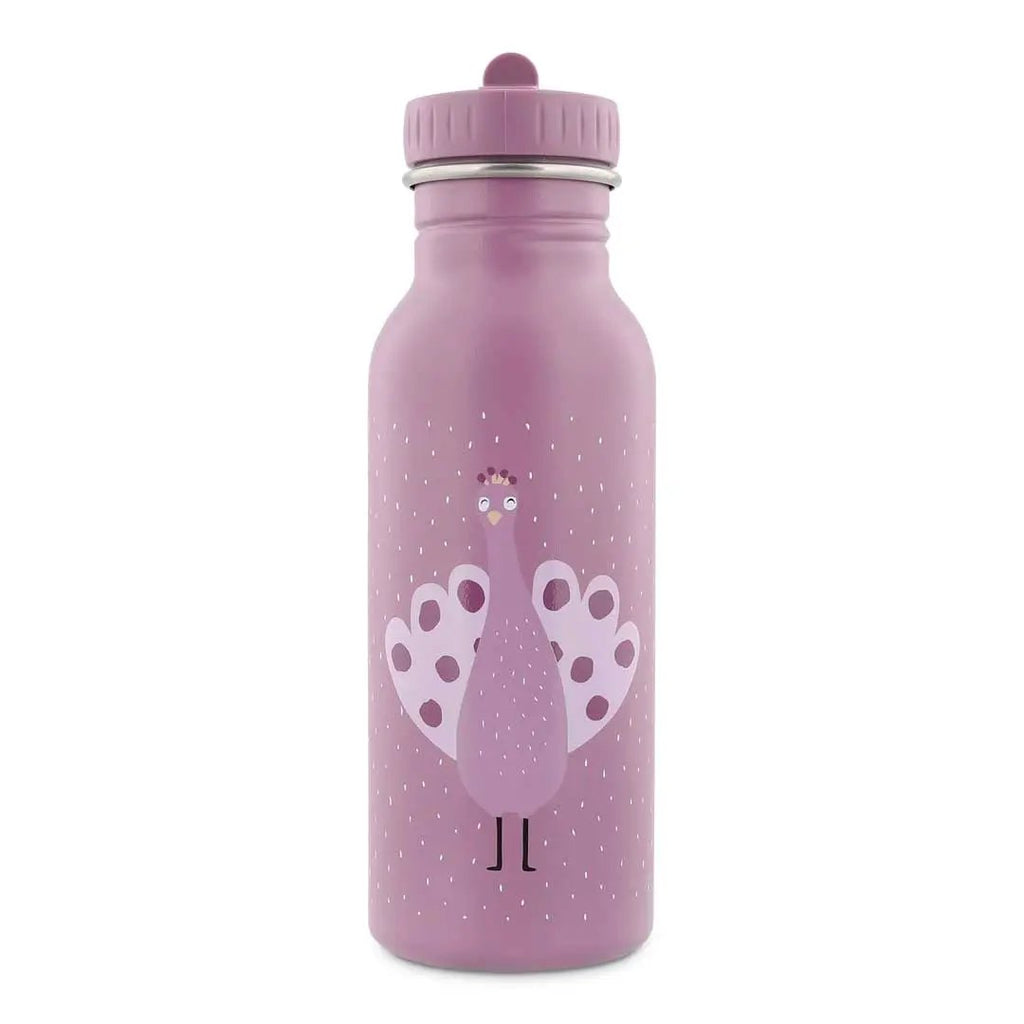 TRIXIE gourde 500 ml water bottle with pink finish and Mrs Peacock design.