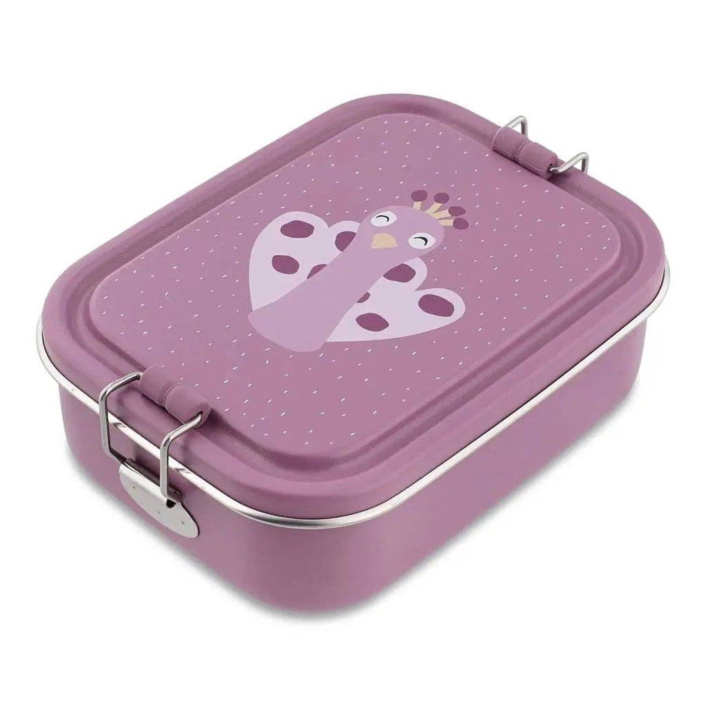 TRIXIE lunch box S by Citron Grenadine, Mrs Peacock design, purple lunch container.