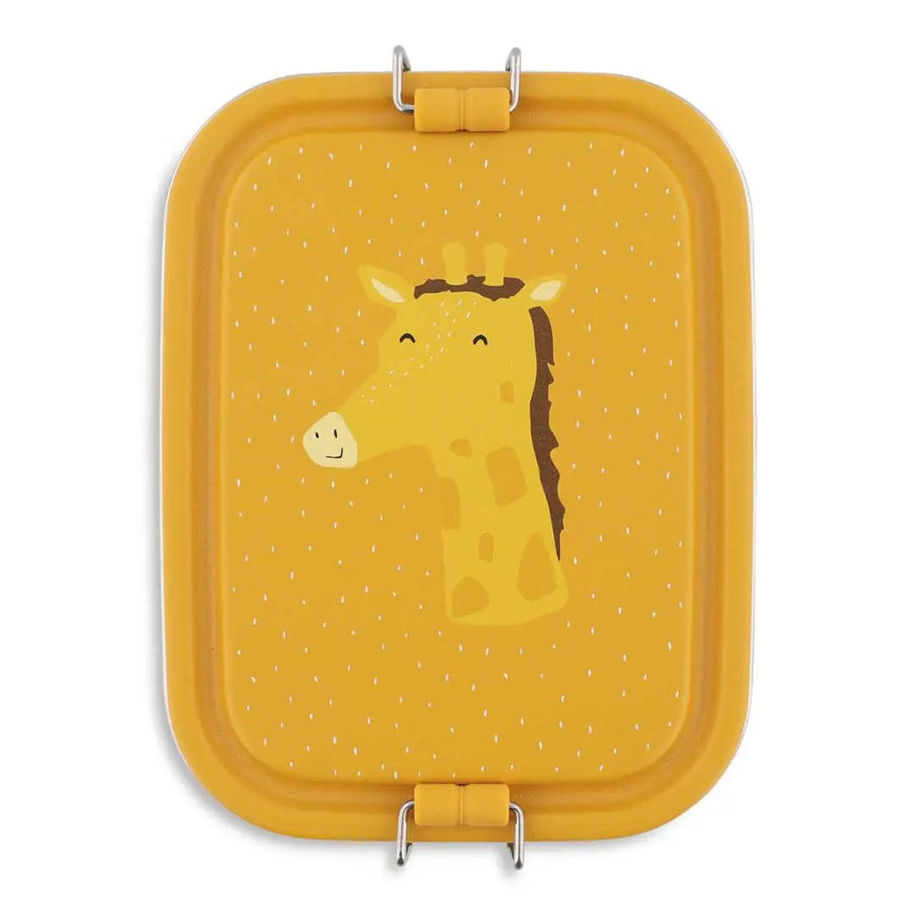TRIXIE lunch box S by Citron Grenadine in yellow with a giraffe illustration and metal latches.