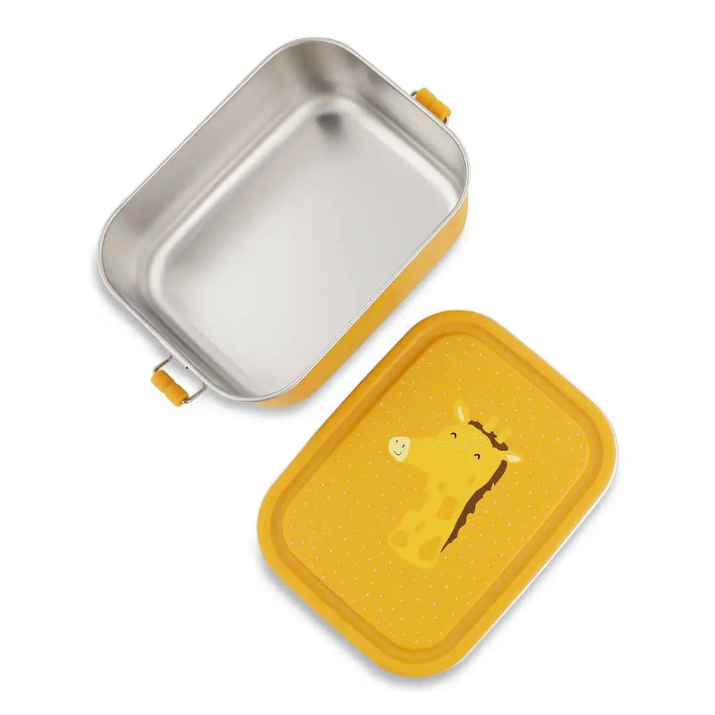 TRIXIE lunch box S Mr Giraffe by Citron Grenadine, yellow lid with giraffe illustration, stainless steel container