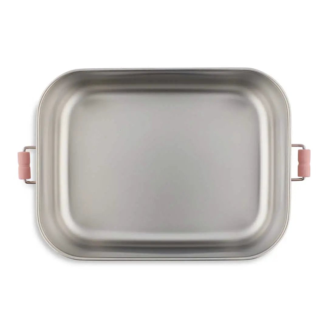 TRIXIE lunch box S Mrs Butterfly, stainless steel lunch container with pink silicone handles by Citron Grenadine