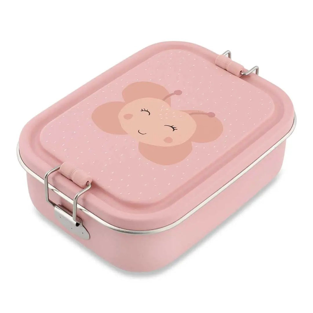 TRIXIE lunch box S in pink with a butterfly illustration and metal latches