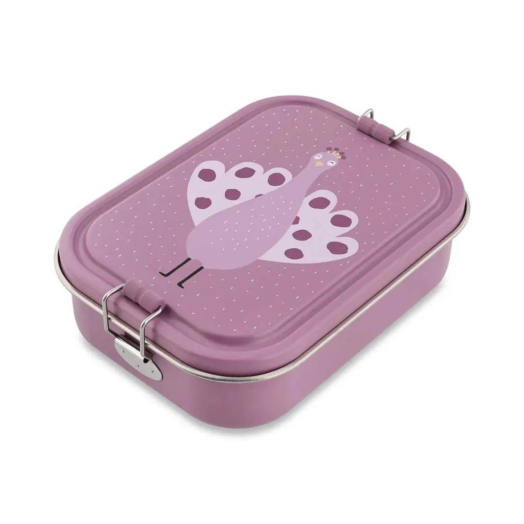 TRIXIE lunch box L by Citron Grenadine, pink-purple with Mrs Peocock peacock design