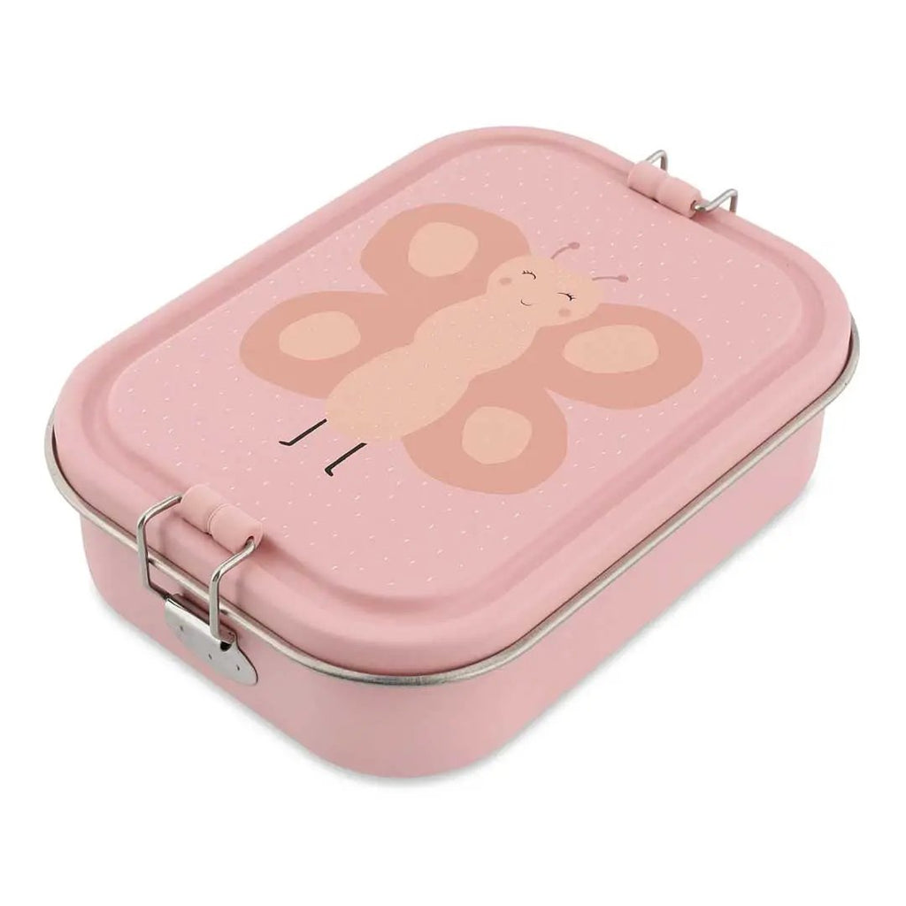 TRIXIE lunch box L by Citron Grenadine, pink butterfly design with metal latch lunch container