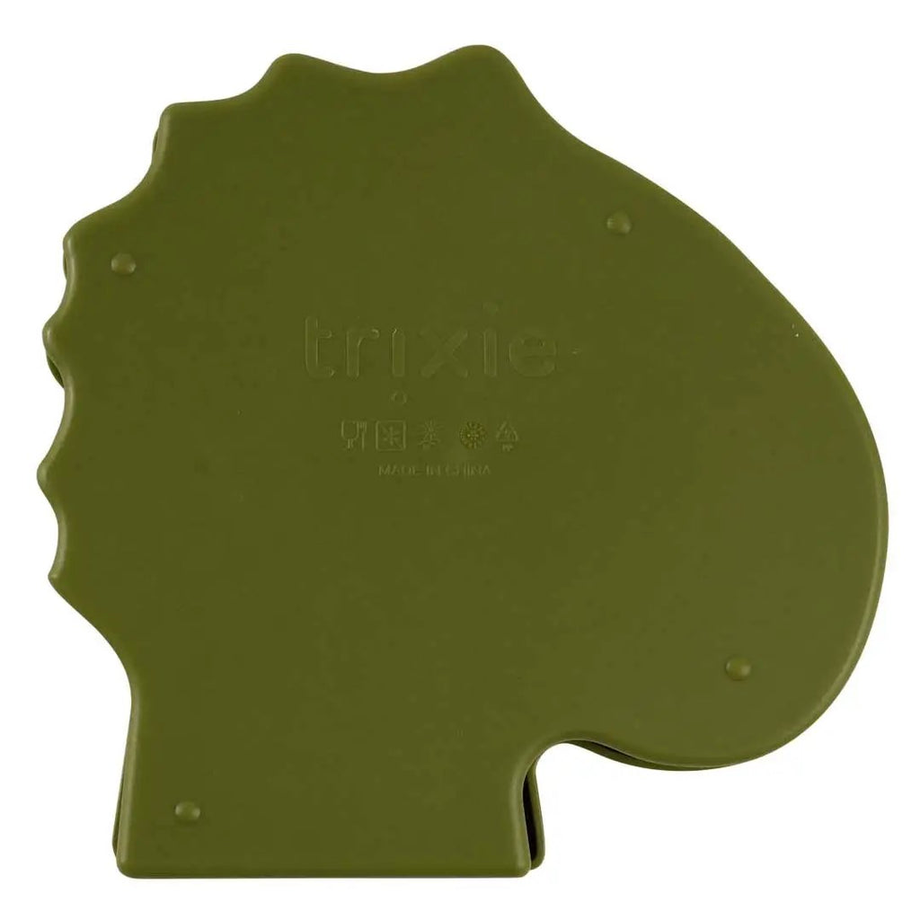 TRIXIE Mr Dino lunch box by Citron Grenadine in olive green with dinosaur-shaped lid