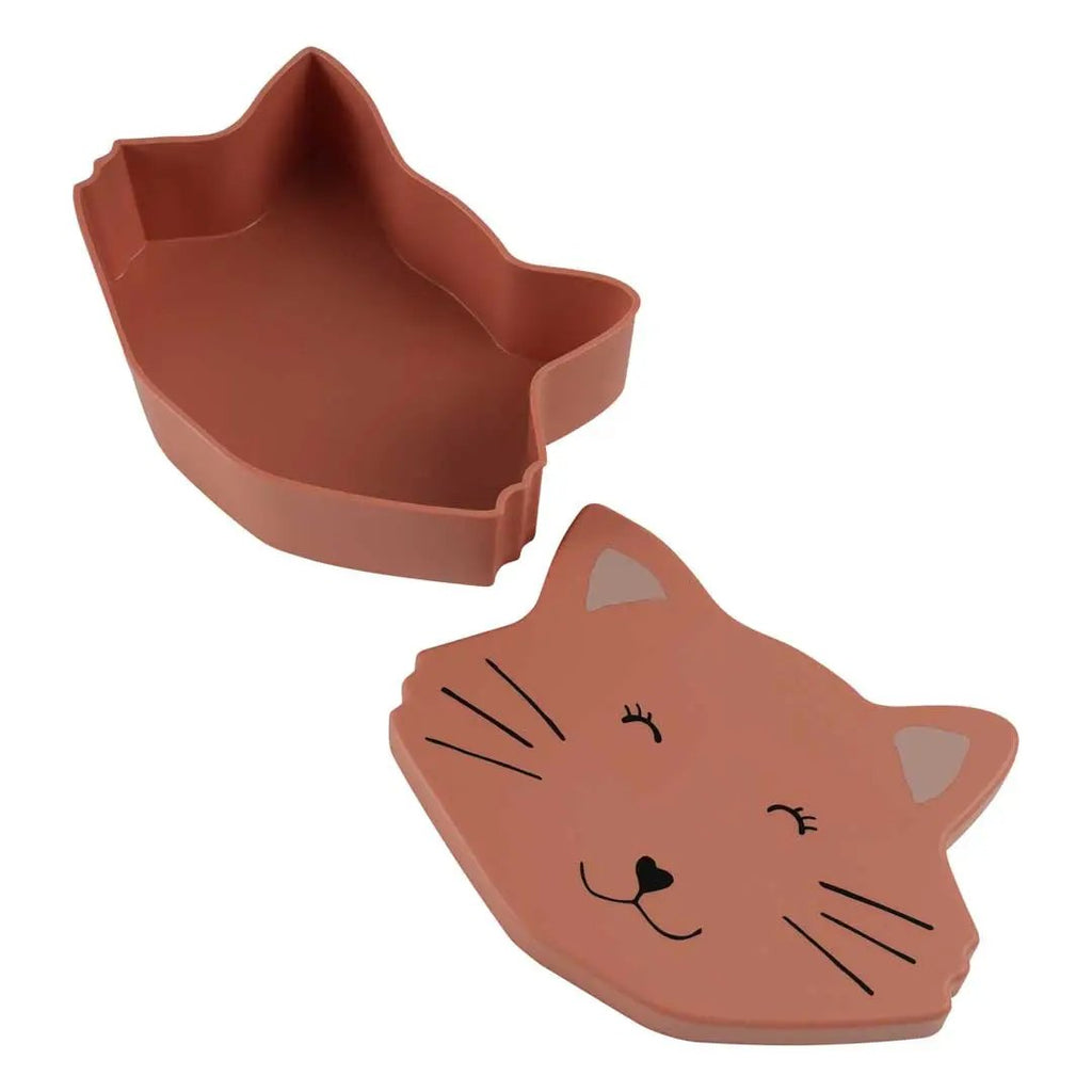 TRIXIE Mrs Cat 2-piece lunch box set by Citron Grenadine, cat-shaped lunch container in terracotta.