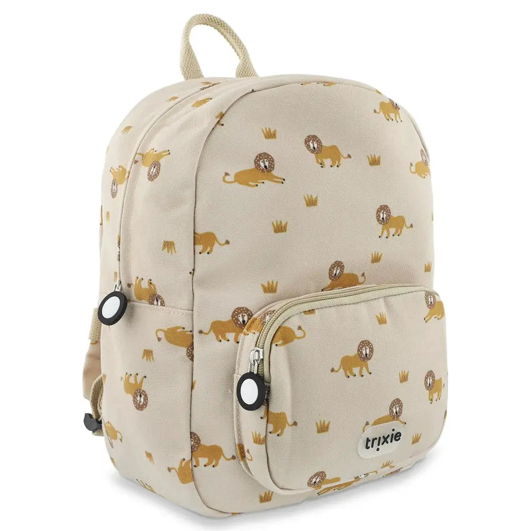 TRIXIE sac à dos beige imprimé lions, logo TRIXIE visible