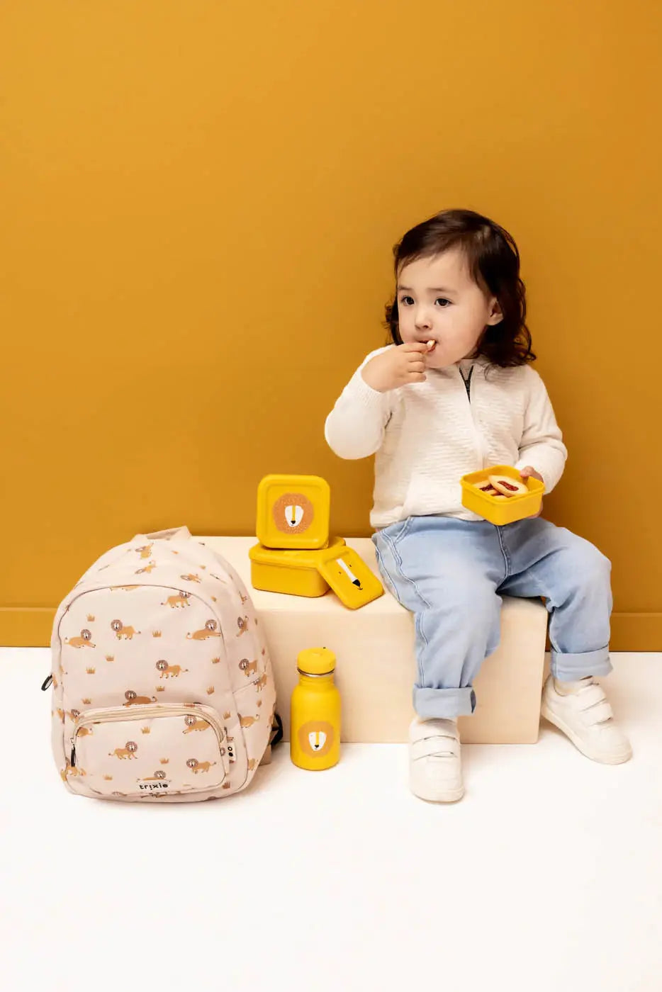 TRIXIE sac-à-dos beige lion-print school backpack for kids