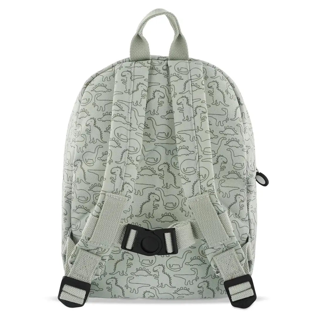 TRIXIE sac à dos scolaire gris clair à motif dinosaures, bretelles rembourrées et sangle sternale réglable