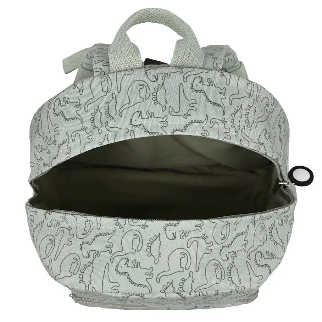 TRIXIE sac à dos scolaire daring dino by Citron Grenadine, pale green backpack with dinosaur pattern