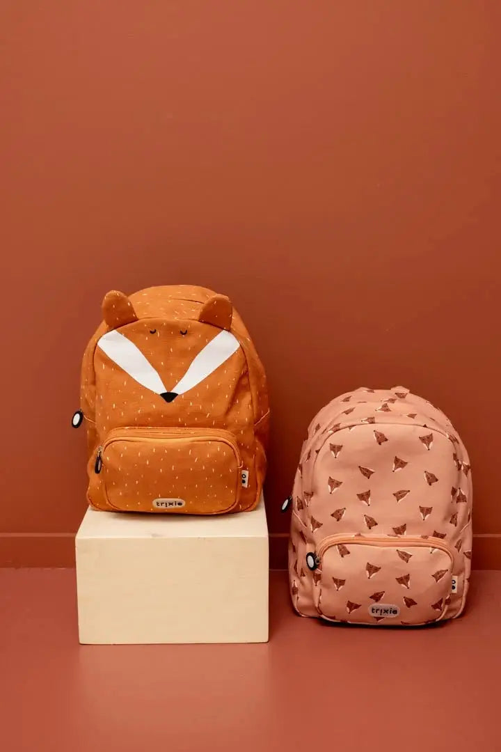 TRIXIE sac-à-dos fierce fox orange backpack with ears; pink fox-print school backpacks (2)