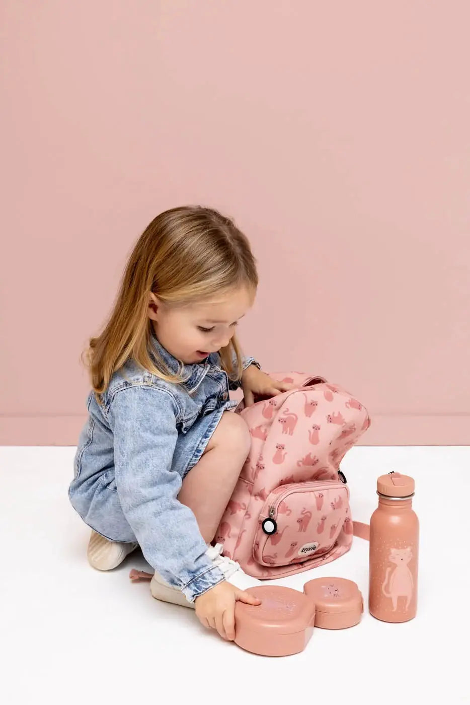 TRIXIE sac à dos scolaire Citron Grenadine, rose pastel avec motif chat