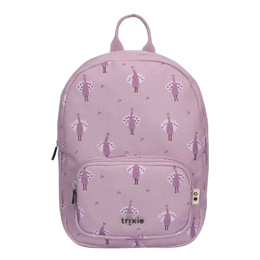 TRIXIE sac à dos scolaire pastel rose à motif paon, marque Citron Grenadine