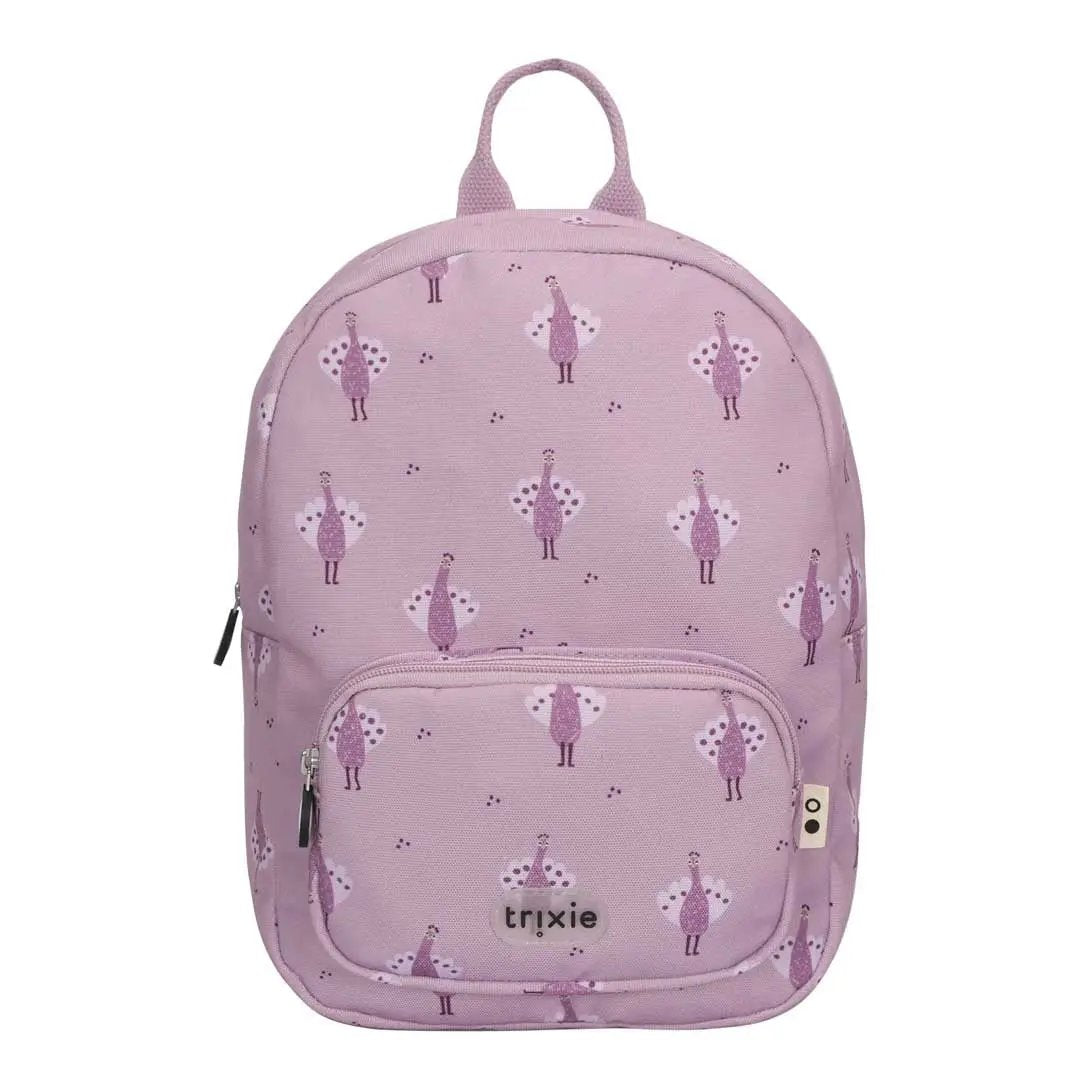 TRIXIE sac à dos scolaire pastel rose à motif paon, marque Citron Grenadine
