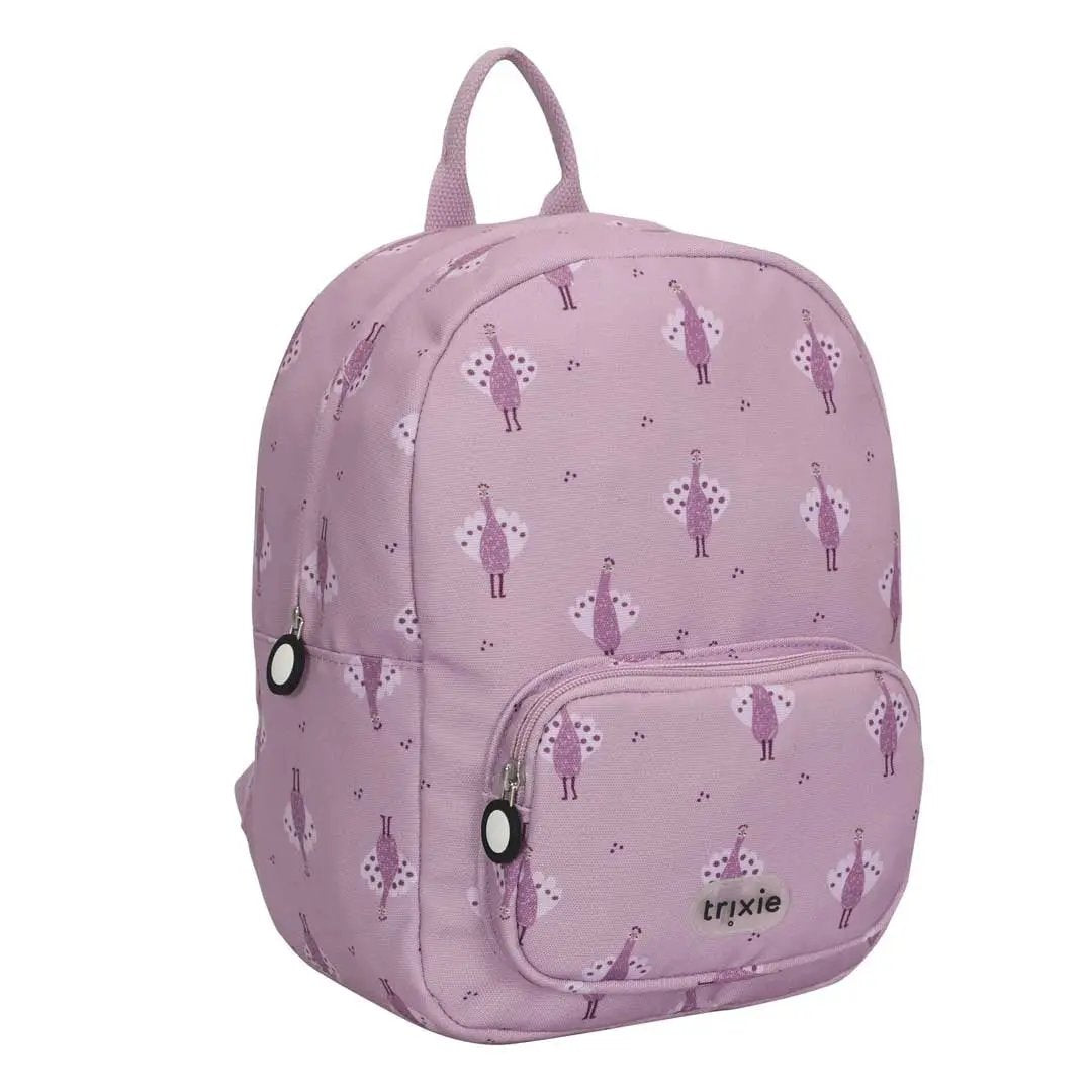 TRIXIE sac à dos scolaire rose motif paon, marque Citron Grenadine