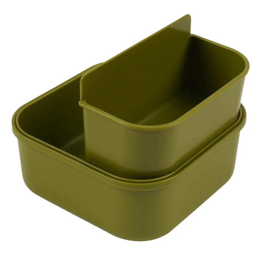 TRIXIE two-compartment lunch box with clips in olive green plastic