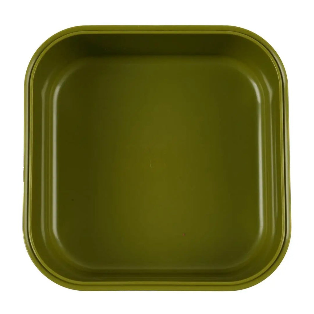 TRIXIE lunch box with clips, olive green square food storage container