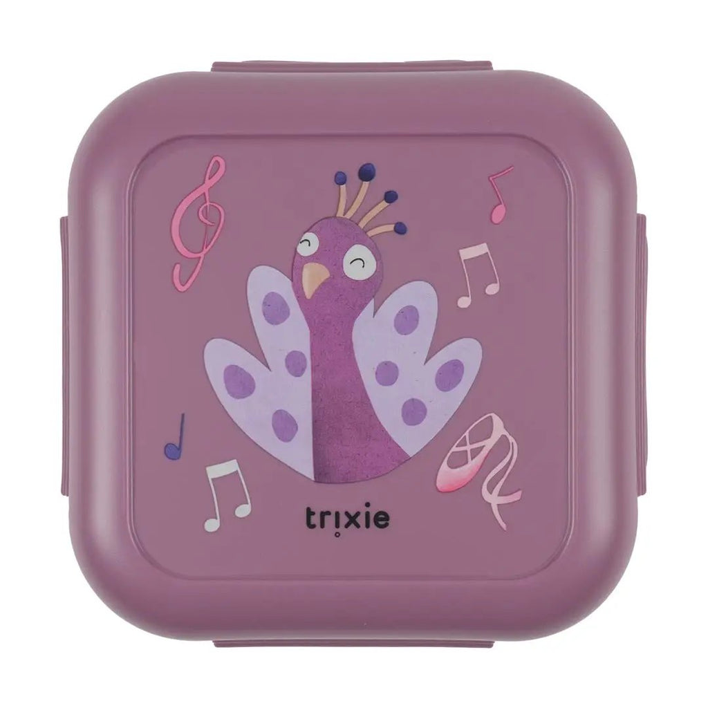 TRIXIE lunch box with clips, purple Ballerina Mrs Peacock design