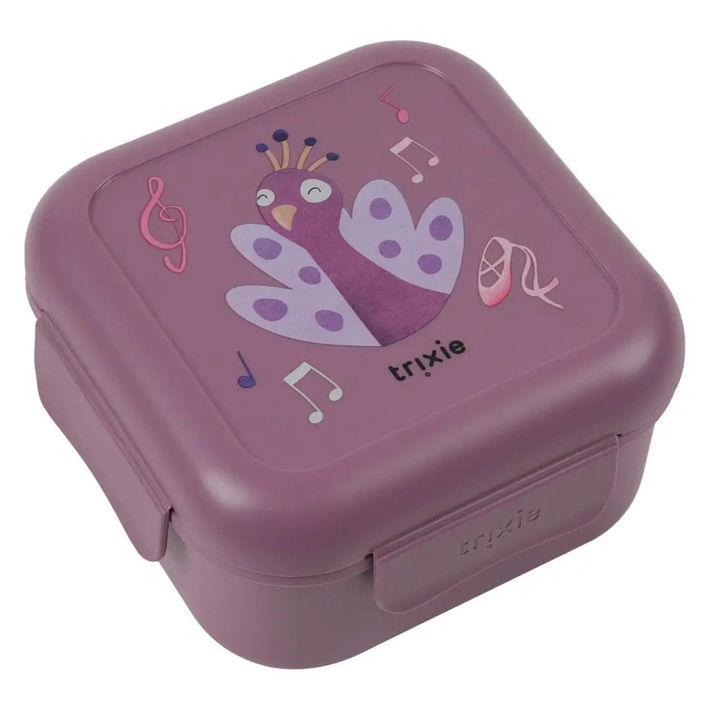 TRIXIE boîtes à goûter avec clips, lunch box violette décor ballerine Mrs Peacock et notes musicales